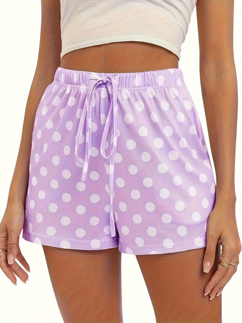 lace up polka shorts casual loose shorts for womens clothing details 2