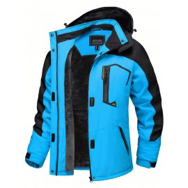 Large-size Women's Waterproof Soft-shell Ski Jacket with Fleece Lining, Hooded, Multiple Pockets, Warm, Comfortable, Bright Colors, Plus-size Coat for Outdoor Sports, Snowsports, Snowboarding, Hiking, Mountaineering, Camping, Daily Casual Work