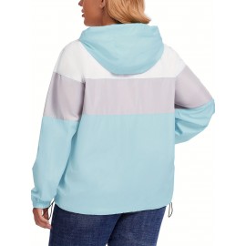 Plus Size Raincoat, Women Water Resistant Rain Jacket, Packable, Outdoor Hooded Windbreaker For Women