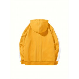 Chic Plus Size Women's Hooded Jacket - Color Block, Zip-Up Outdoor Coat With Drawstring & Pockets For Fall/Winter