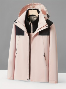 Women's 3-in-1 Winter Outdoor Jacket Set - Waterproof, Windproof & Warm with Detachable Fleece Liner, Hooded for Hiking & Travel