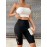 High Waist Skinny Stretchy Shorts, Floral Hollow Out Casual Solid Color Shorts For Spring & Summer, Women's Clothing